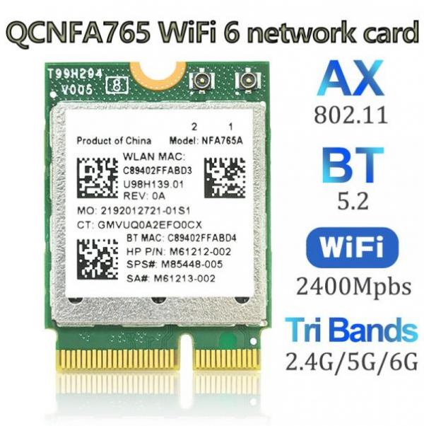액정도매(LCD도매),무선랜 U98H139.01 T99H294 NFA765 M2 Key E Wi-Fi 6 BT 5.2 M.2 NGFF Module wifi network card adapter NFA765A 802.11ac/ax 2.4G/5G/6G 2400mbps