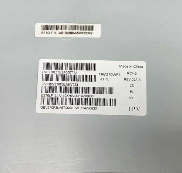 액정도매(LCD도매),LCD TPM270WF1-LF 1F.Q 02E WH TPV