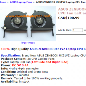 액정도매(LCD도매),쿨링팬 ASUS ZENBOOK UX51Vz-US71T Fan Left and Right
